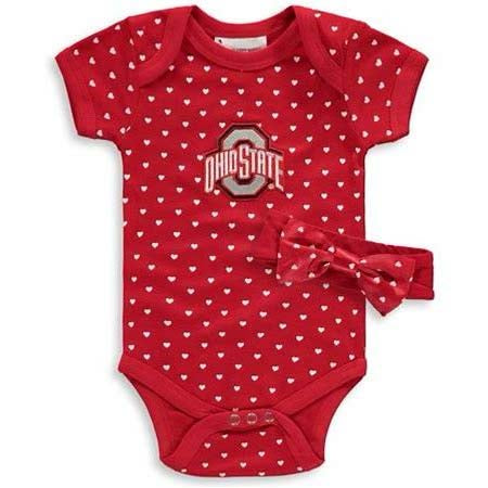 GIRLS NEWBORN & INFANT SCARLET OHIO STATE BUCKEYES HEARTS BODYSUIT AND HEADBAND