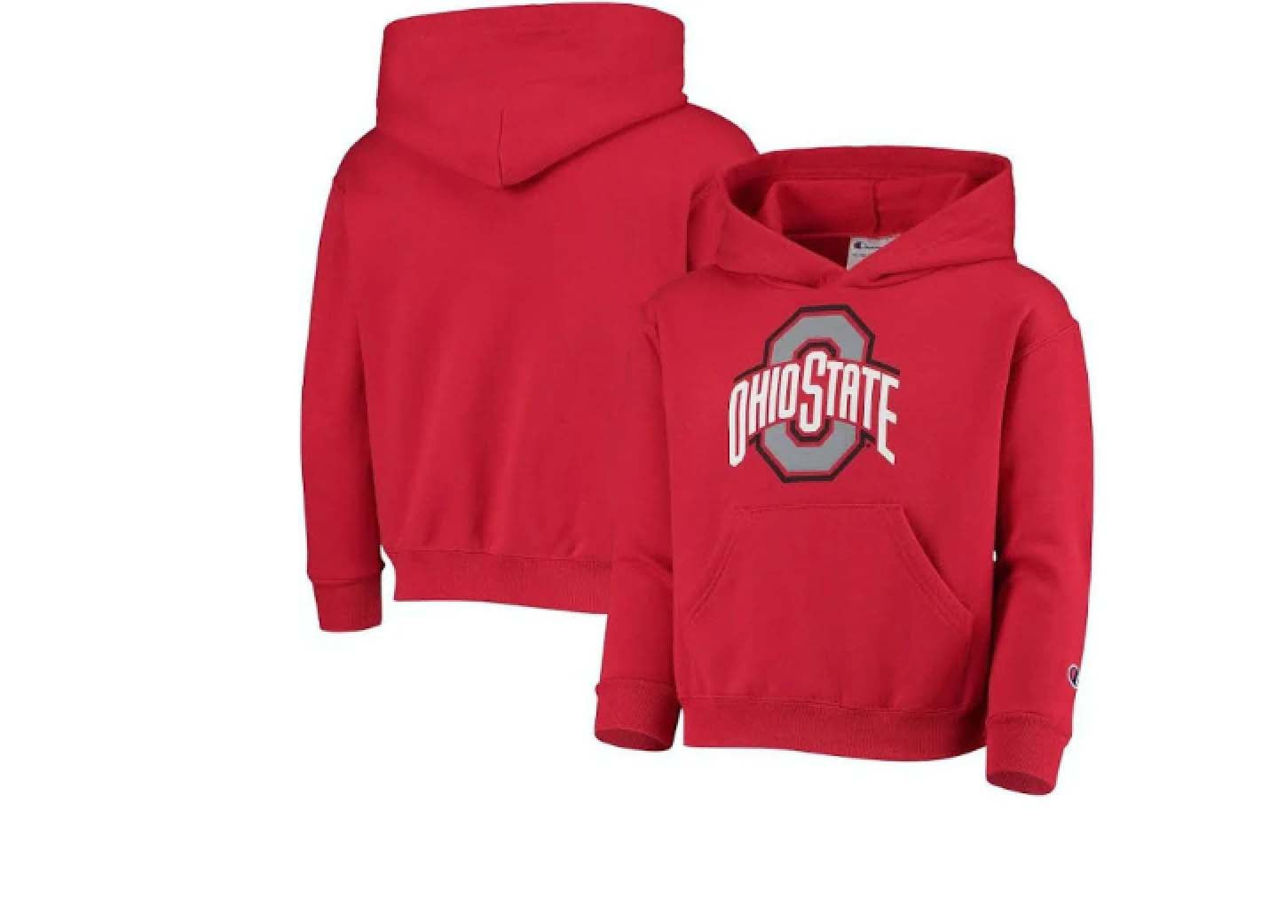 Ohio State University logo on hooded sweatshirt