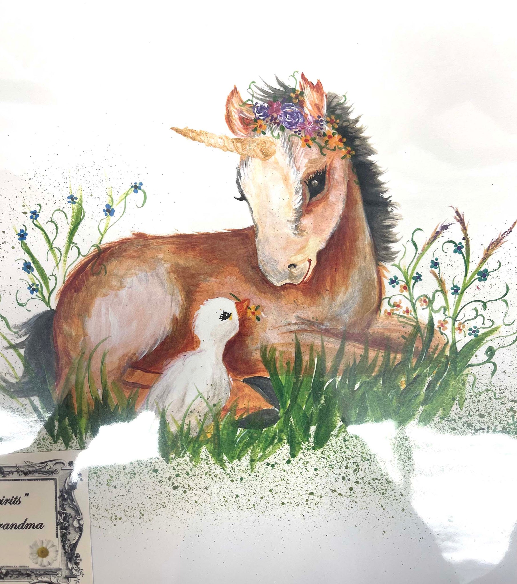 ACRYLIC PRINT, UNICORN AND BABY DUCK BEST FRIENDS