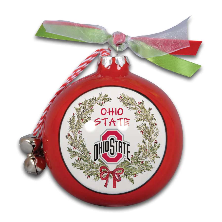 Ohio State Buckeyes with Wreath Ornament