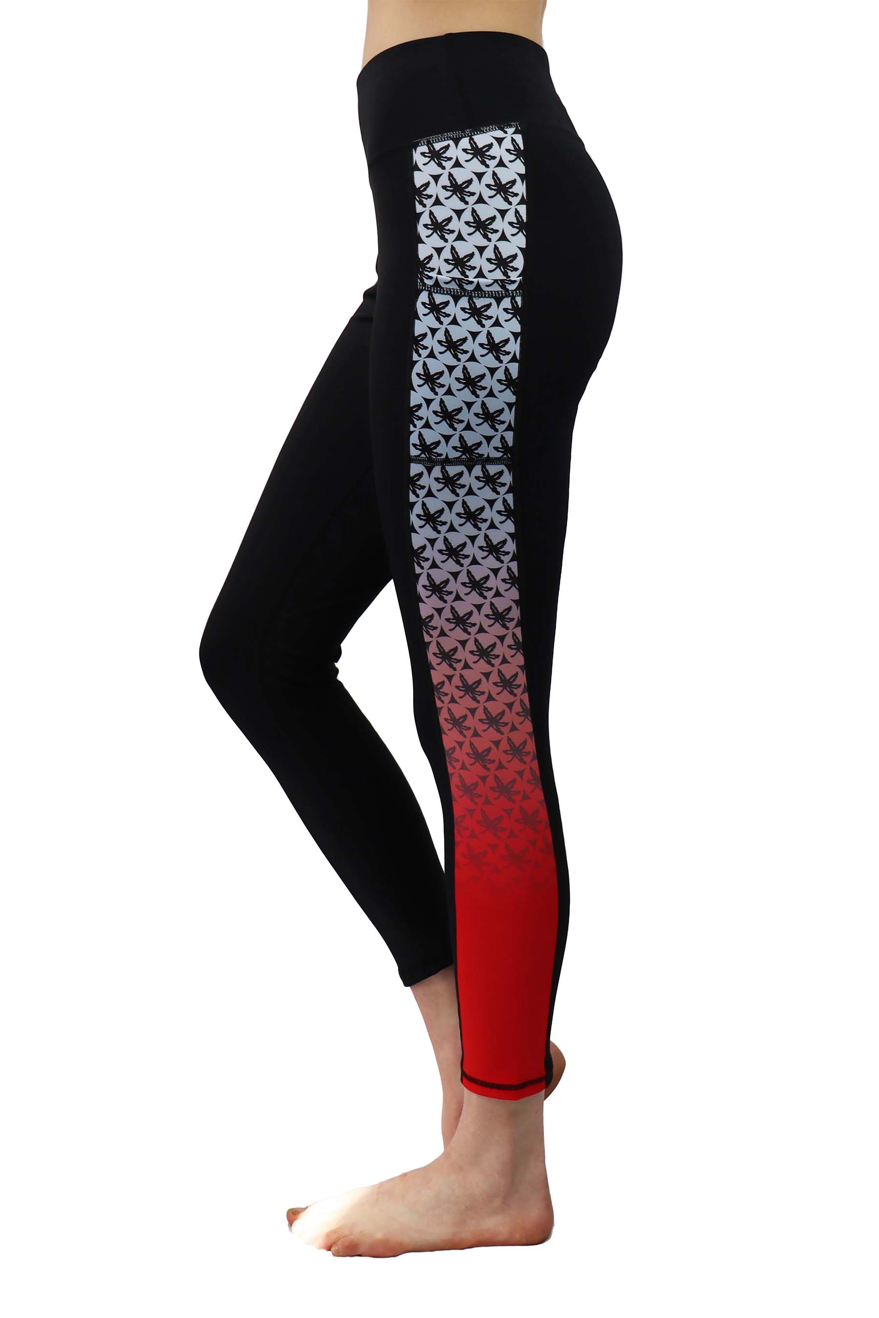 ohio state buckeye leaf on Ombre Cell Phone Pocket Legging 