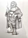 Black and White Santa with a Pipe