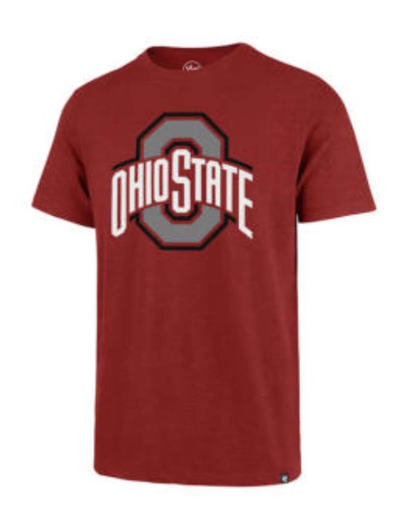 red, ohio state logo tee shirt