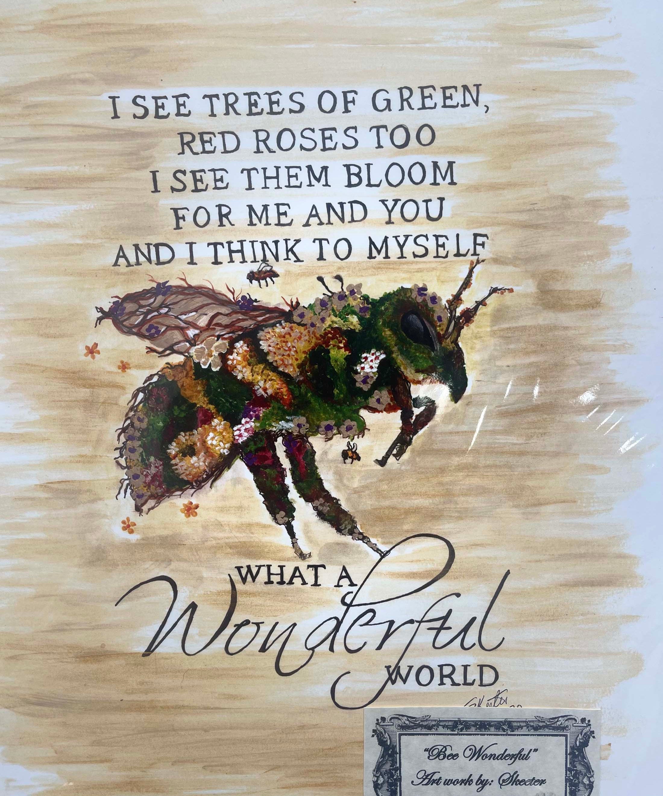 watrercolor painting, what a wonderful world, bee