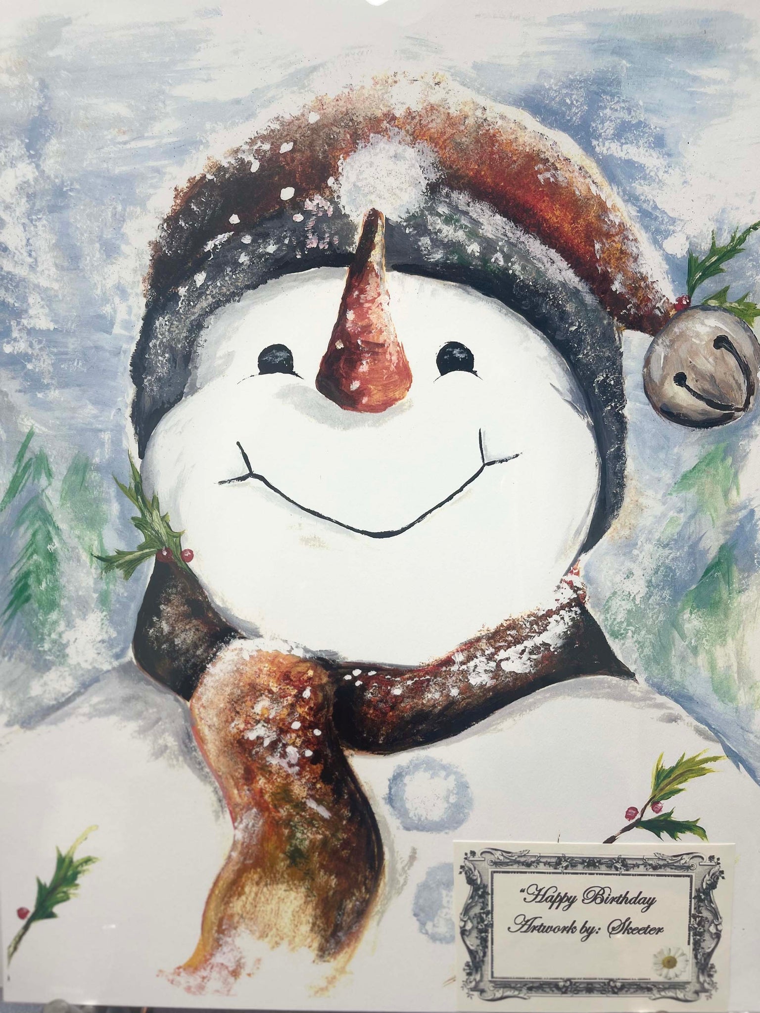watercolor, snowman