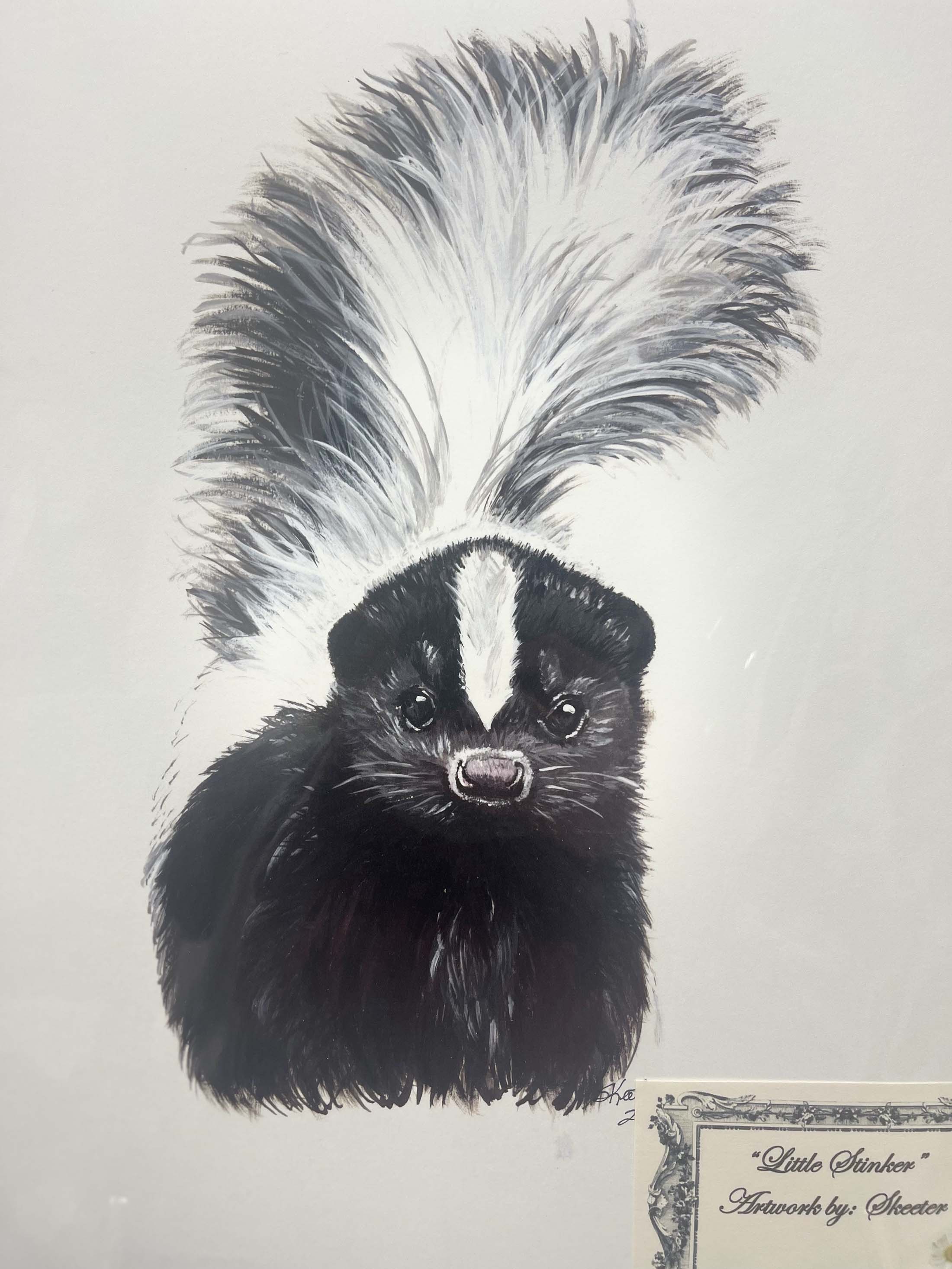 watercolor, skunk