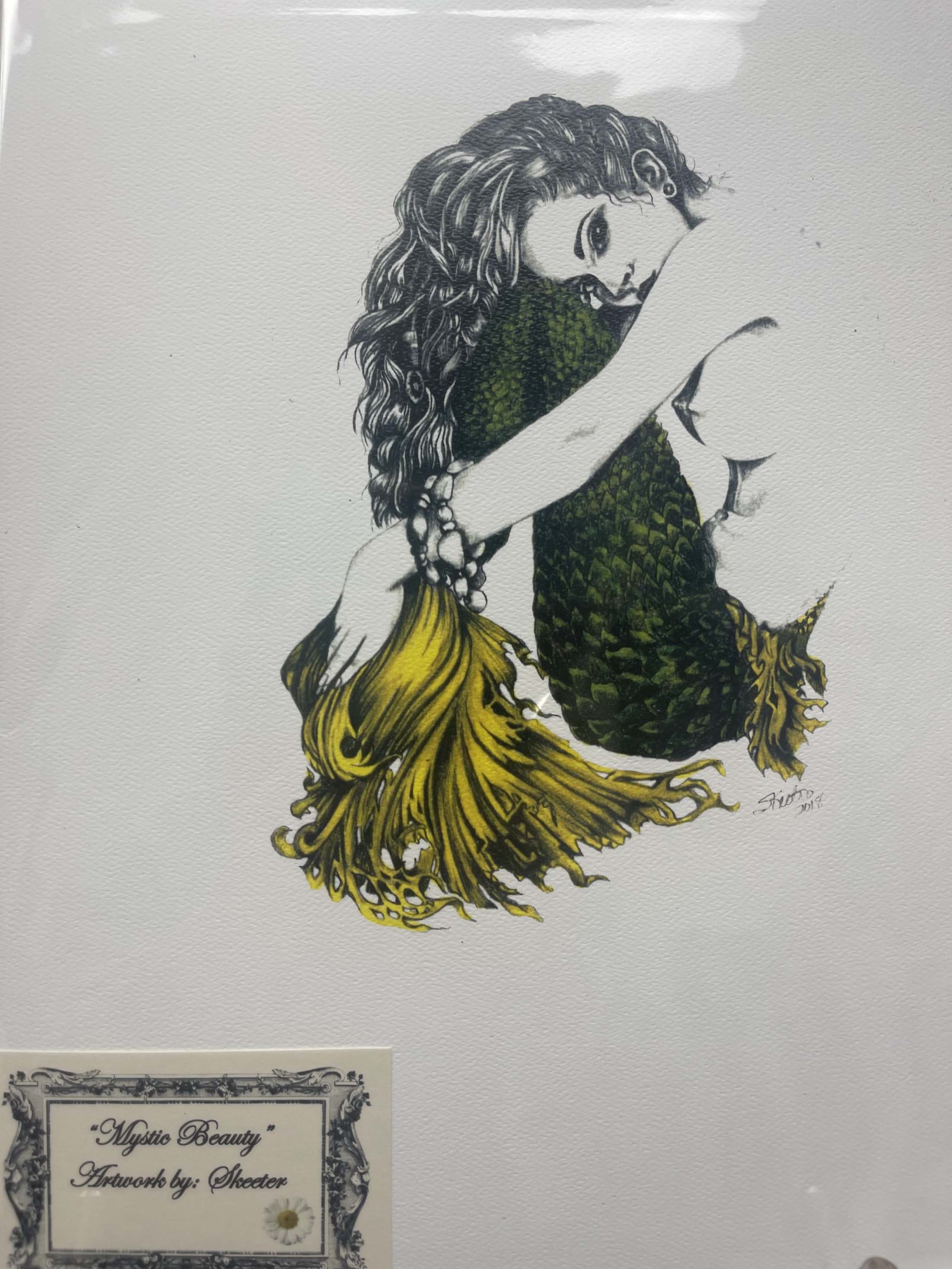 watercolor, women sitting, mermaid