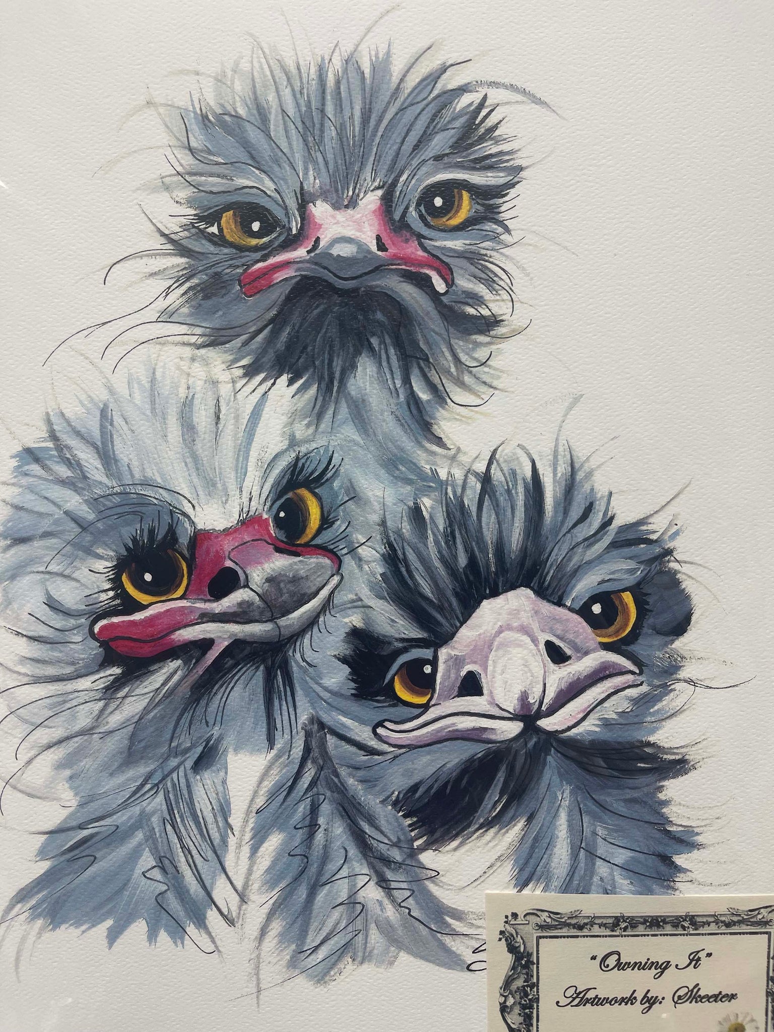 watercolor, ostard, 3 babies