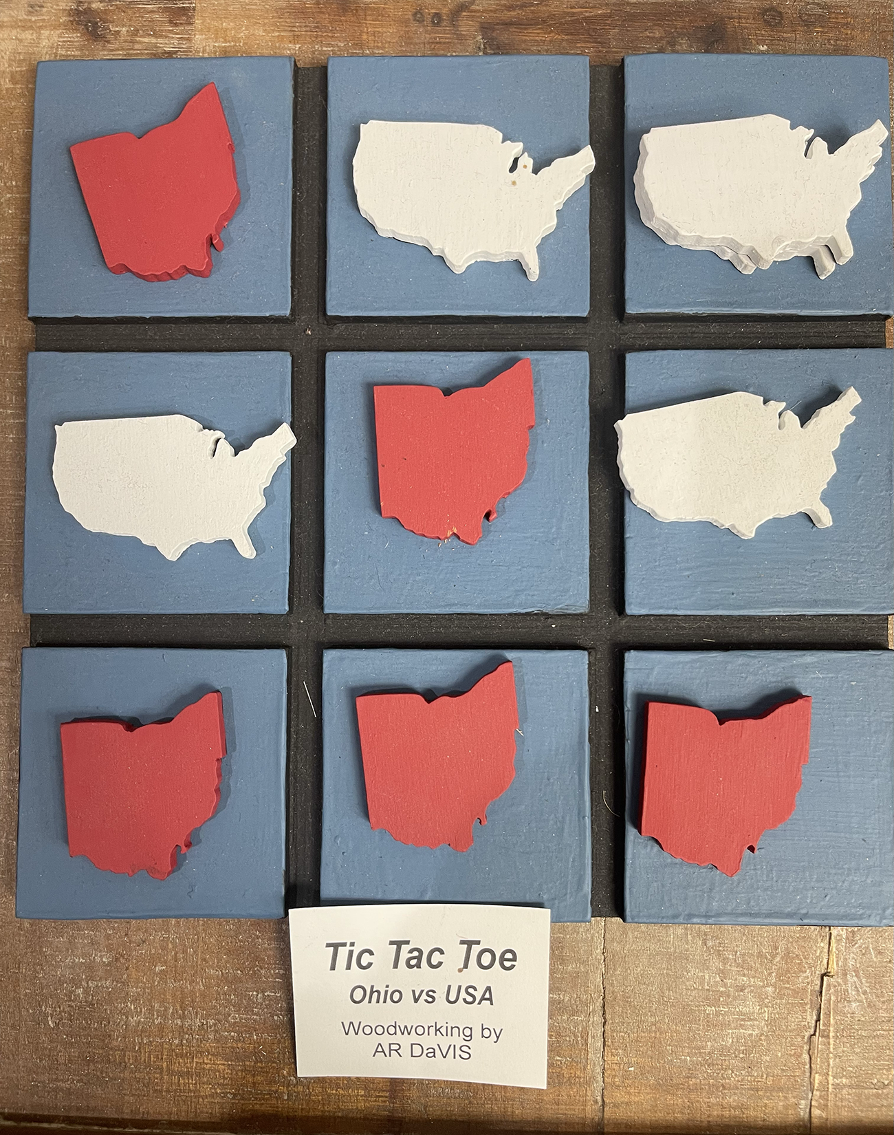 HANDCRAFTED WOODEN TIC-TAC-TOE OHIO VERSUS USA