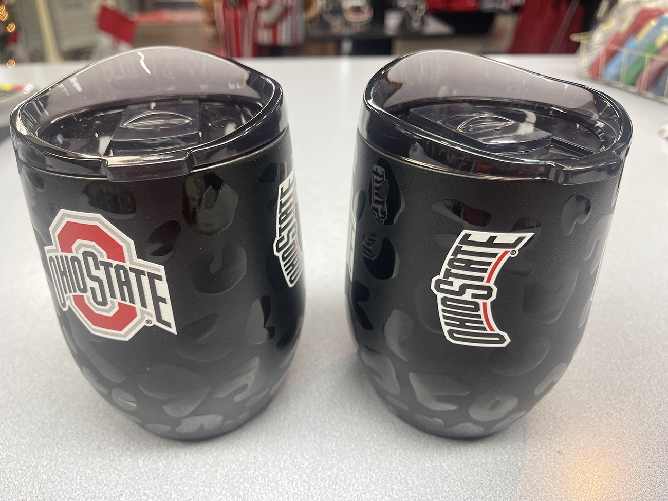 Ohio State 16oz Leopard Powder Coat Curved Beverage with lid