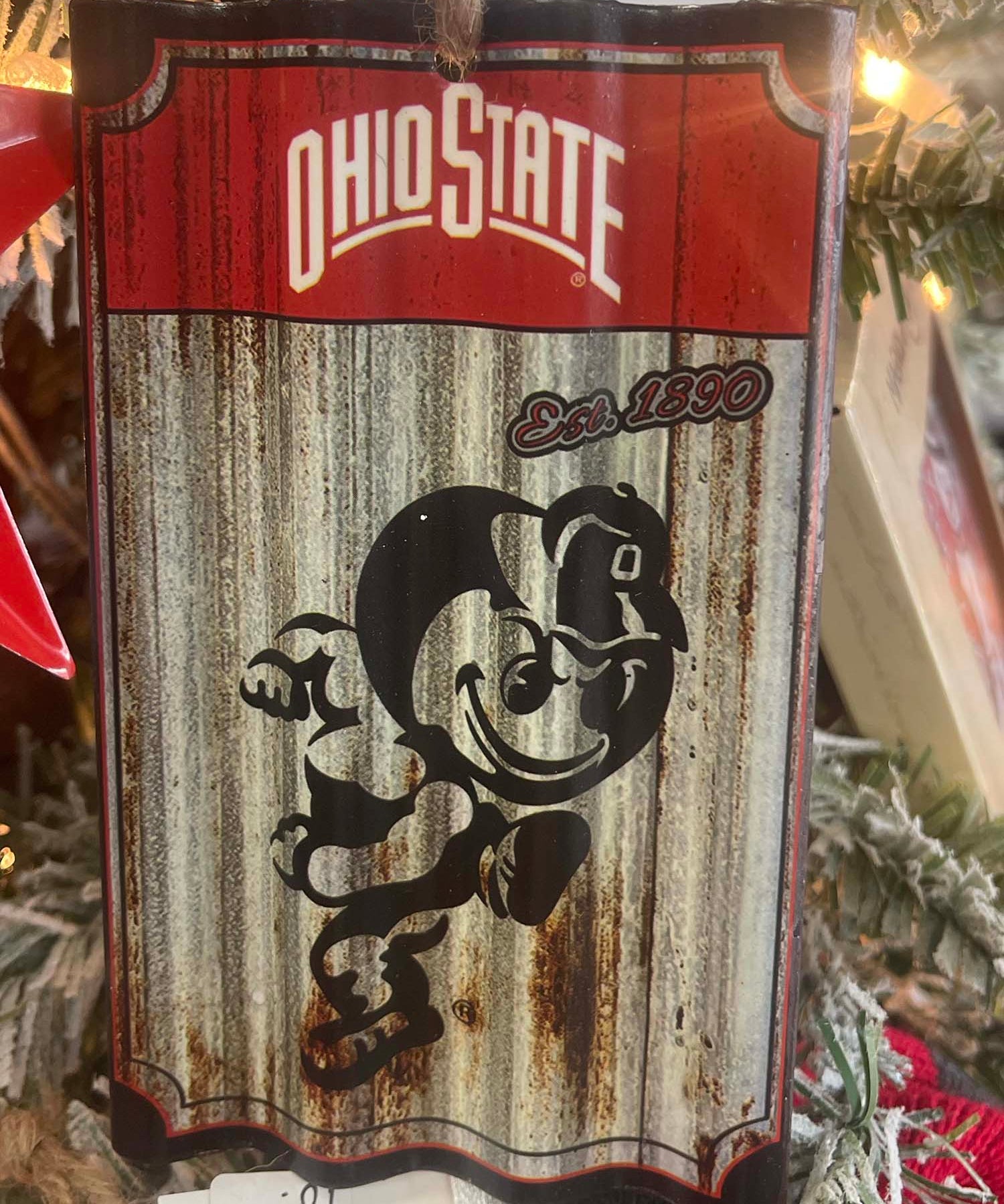 Brutus Buckeye Metal Sign Ornament