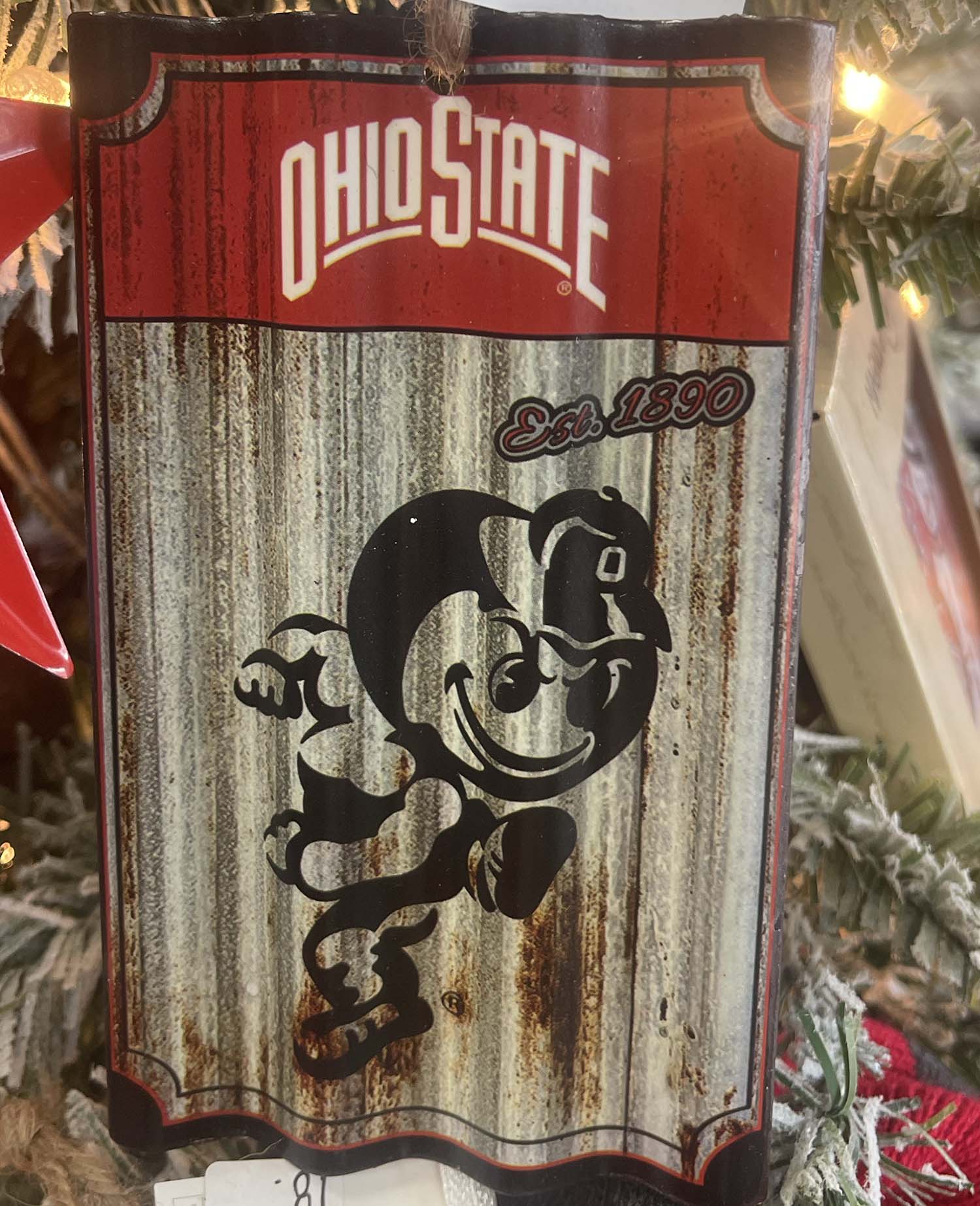 Brutus Buckeye Metal Sign Ornament